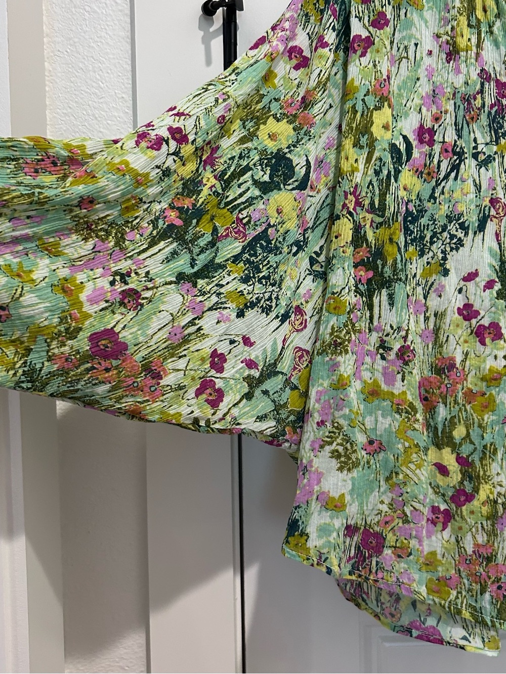 Pilcro for Anthropologie Green Floral Button-Front Blouse with Pink Accents - Picture 2 of 9
